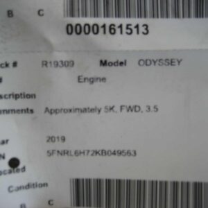 2019 Honda Odyssey Engine Assembly - Image 5